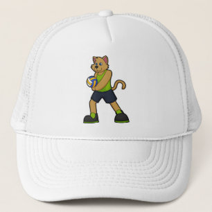 Casquette Chien comme joueur de volleyball avec volleyball