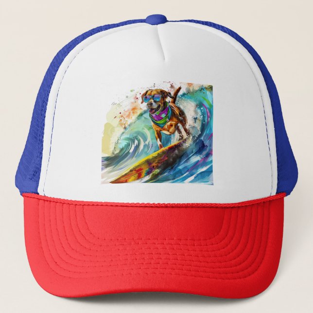 Casquette Chien de surf - Été Amusant Beach Pup Illustration (Devant)