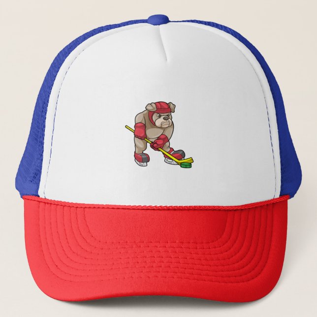 Casquette Chien de taureau au hockey sur glace avec bâton de (Devant)