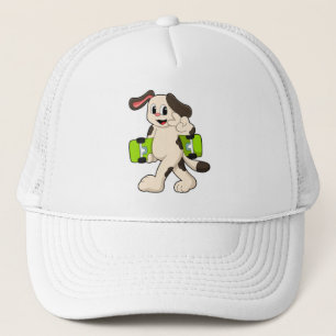 Casquette Chien en Skate avec Skateboard