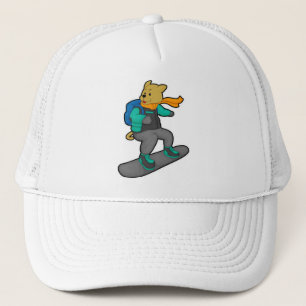 Casquette Chien en Snowboardeur avec Snowboard & Backpack