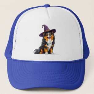 Casquette Chien joyeux portant un chapeau de sorcière