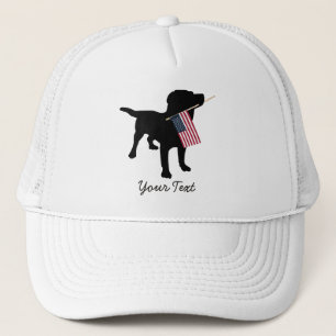 Casquette Chien noir de laboratoire avec le drapeau