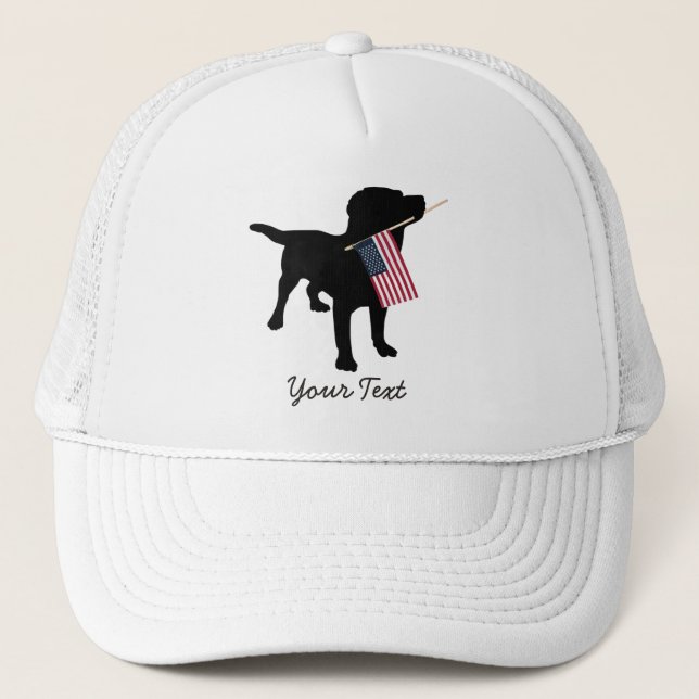 Casquette Chien noir de laboratoire avec le drapeau (Devant)