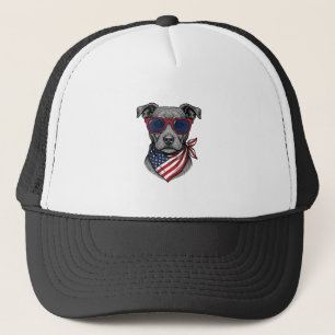 Casquette Chien Patriotique Avec Lunettes De Soleil Design D