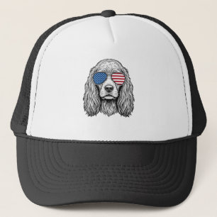 Casquette Chien patriotique avec lunettes de soleil drapeau
