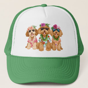 Casquette Chiens Goldendoodle Hawaïens Lei de Fleurs