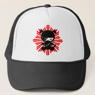 Casquette Chiot mignon de Kawaii Ninja sur le rouge