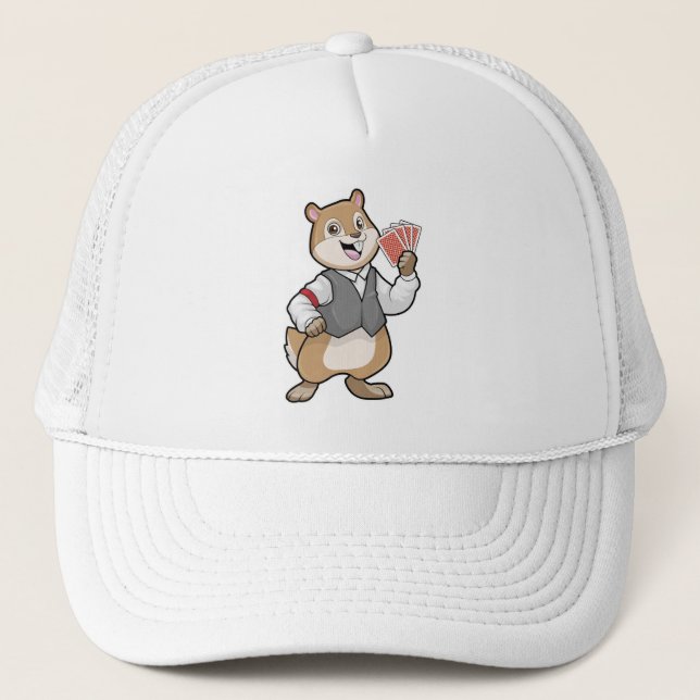 Casquette Chipmunk au Poker avec cartes de Poker (Devant)