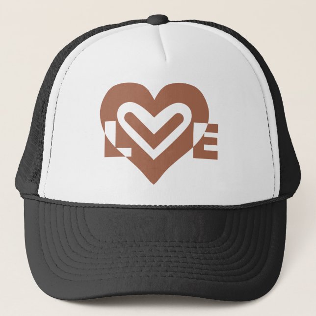 Casquette Chocolat graphique mignon Love Brown (Devant)
