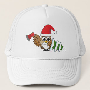 Casquette Chouette de Noël avec renard et pin
