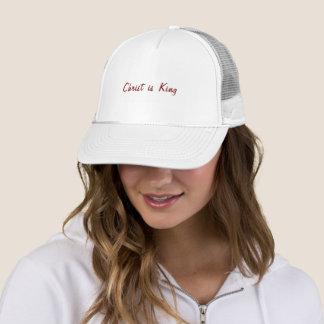 Casquette Christ est roi | Texte rouge en blanc
