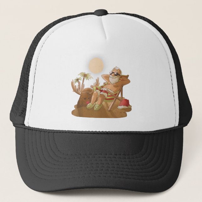 Casquette Christmas in july santa claus hawaiian x-mas tropi (Devant)