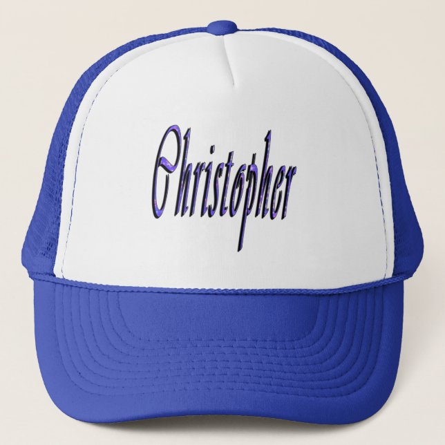 Casquette Christopher bleu, Nom, Logo, (Devant)