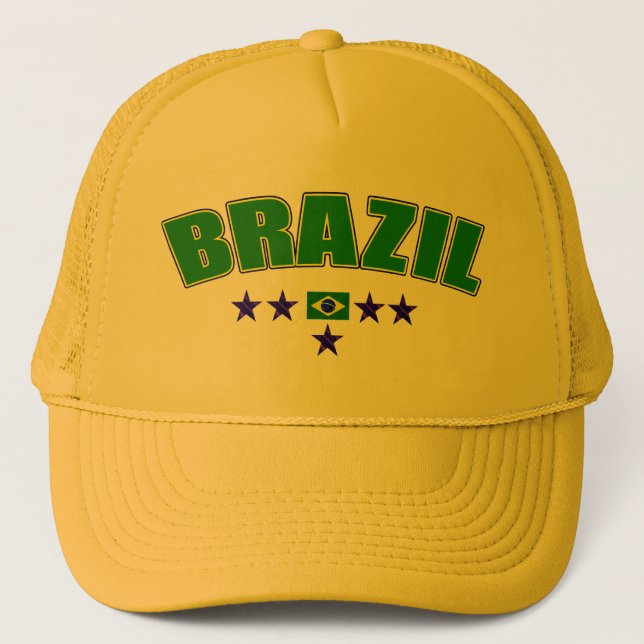 Casquette cinq étoiles de logo du Brésil de jaune (Devant)