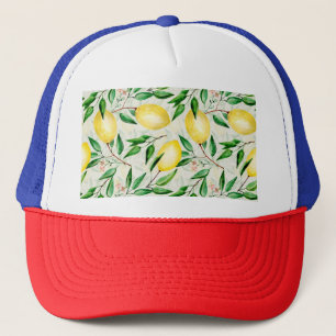 Casquette citrons aquarelle, motif de fruits sans soudure.
