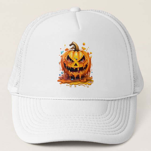 Casquette Citrouille de couleur de splash d'Halloween (Devant)