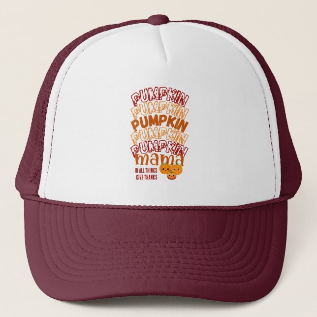 Casquette Citrouille de Thanksgiving MAMA personnalisable (Devant)