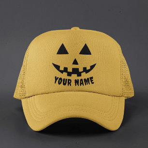 Casquette Citrouille Halloween Personnalisée Nom Noir & Blan