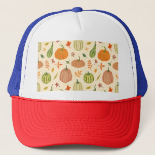 Casquette Citrouille vert et orange, motif sans soudure.