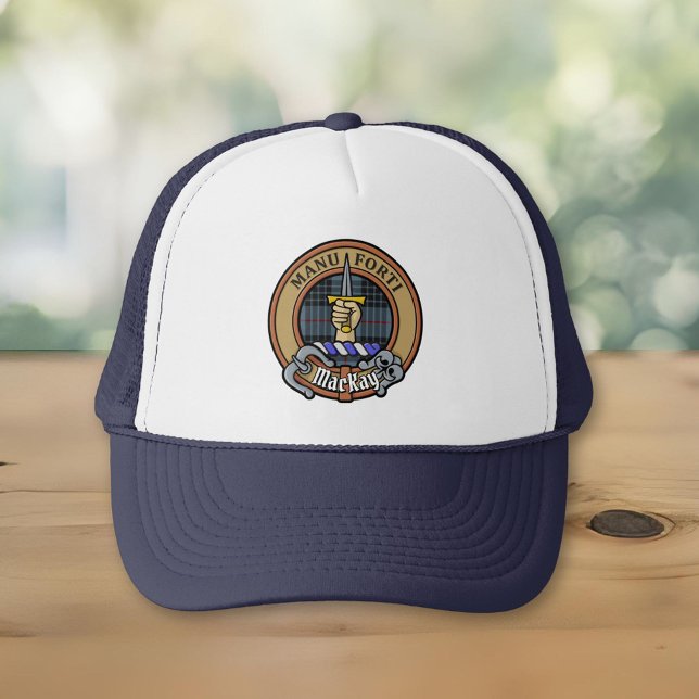 Casquette Clan MacKay Crest sur Blue Tartan (Créateur téléchargé)