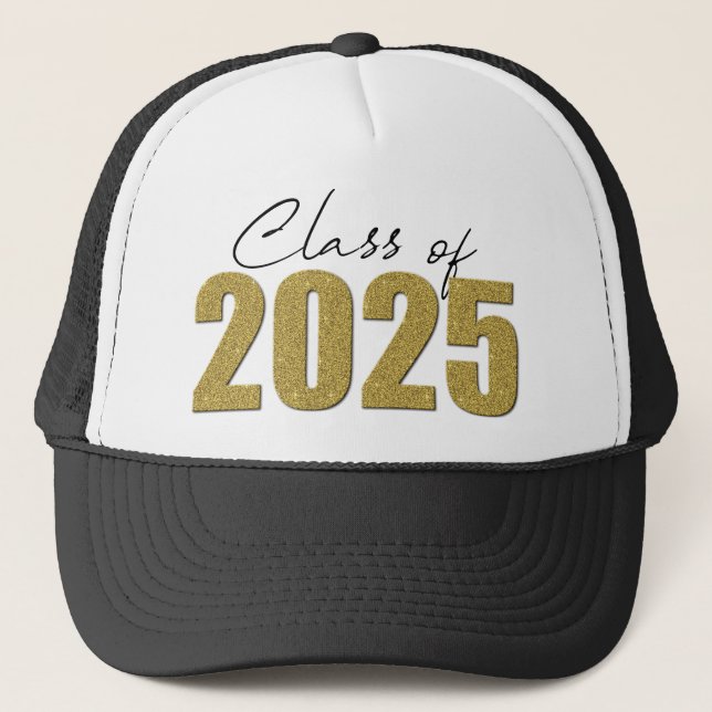 Casquette Classe de Parties scintillant d'or de 2025 (Devant)