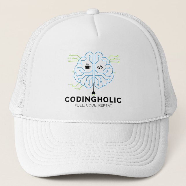 Casquette Clean Tech Brain Coding Trucker Design  (Devant)