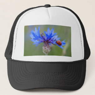 Casquette Coccinelle Fleurs Bleues Art Amour Paix Destinée V