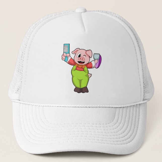 Casquette Cochon avec ciseaux et razor (Devant)