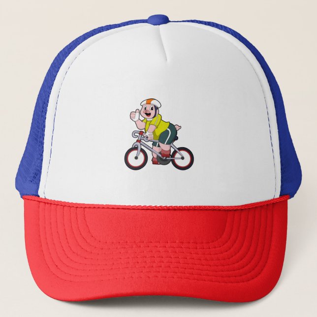 Casquette Cochon avec vélo et casque (Devant)