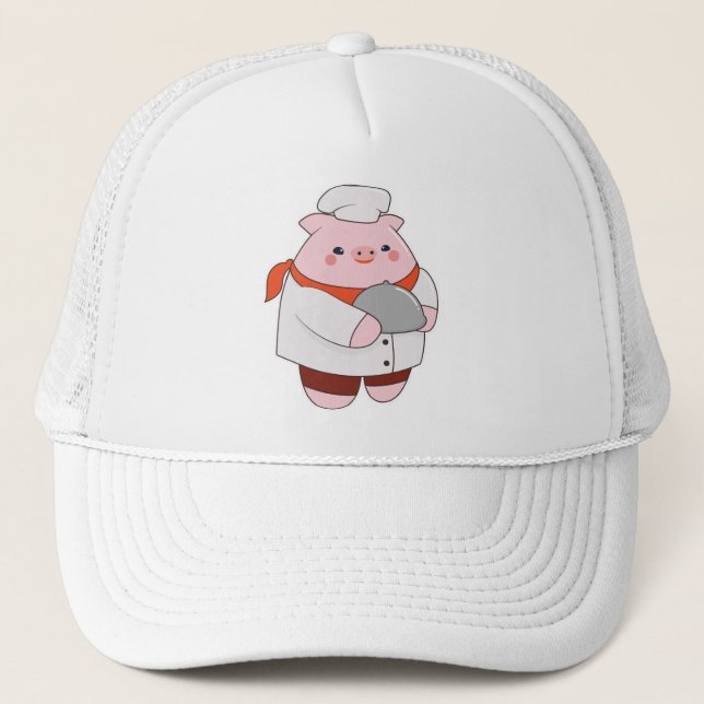 Casquette Cochon comme cuisiner avec Plateau (Devant)