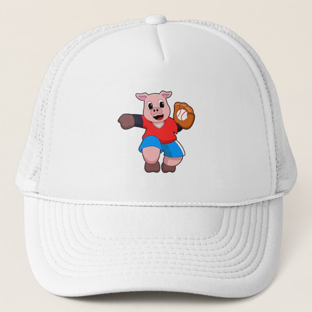 Casquette Cochon de baseball avec gant de baseball (Devant)