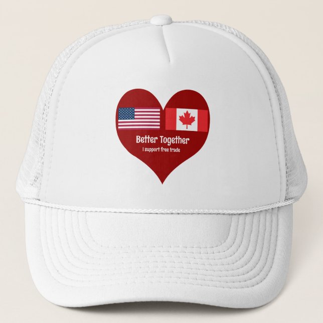 Casquette Coeur Amérique et Canada mieux ensemble (Devant)