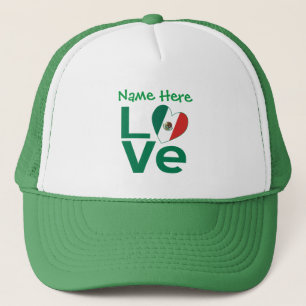 Casquette Cœur de drapeau mexicain vert AMOUR Personnalisé 