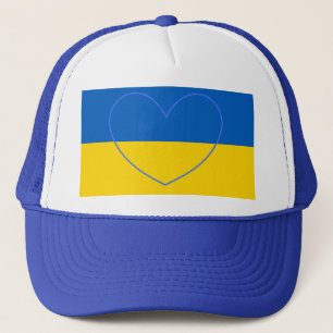 Casquette Coeur de soutien de l'Ukraine bleue et jaune
