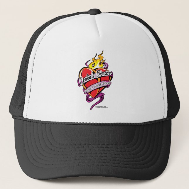 Casquette Coeur de tatouage de maladie de Crohn (Devant)