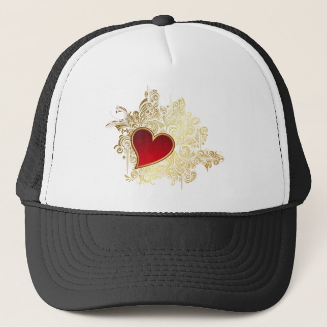 Casquette Coeur rouge sur Gold Filigree (Devant)