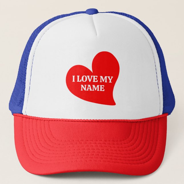 CASQUETTE COEUR ROUGE TRENDY J'AIME MA VALENTINE ROMANTIQUE  (Devant)