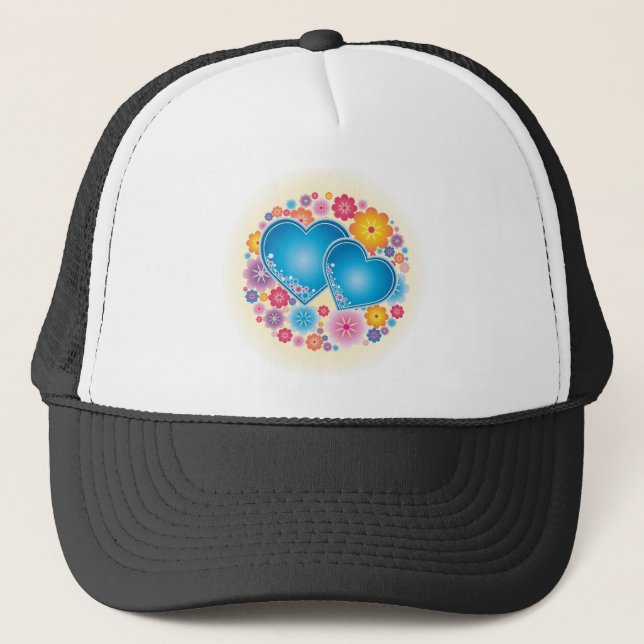 Casquette Coeurs Bleus Floral (Devant)