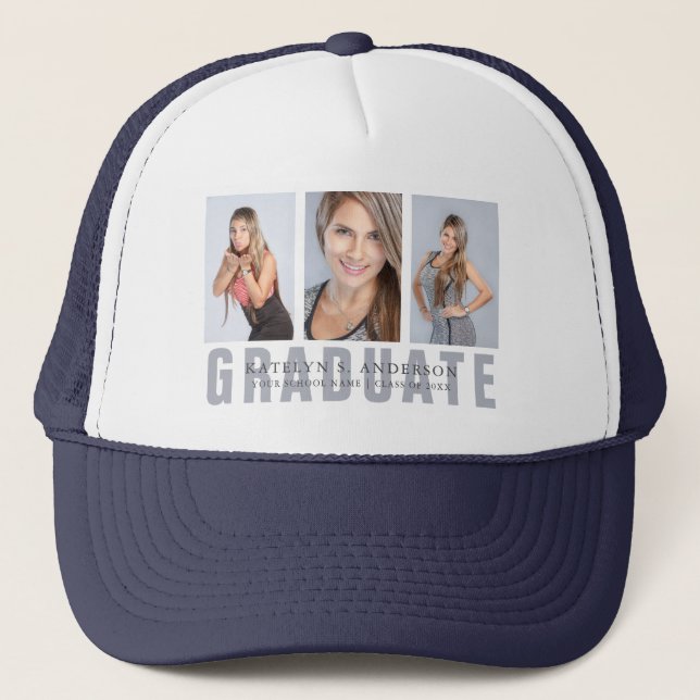 Casquette Collage de photos de diplôme personnalisé (Devant)