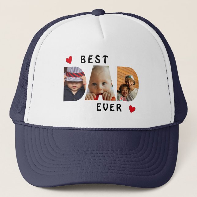 Casquette Collage photo personnalisé Best Papa Ever 3 (Devant)
