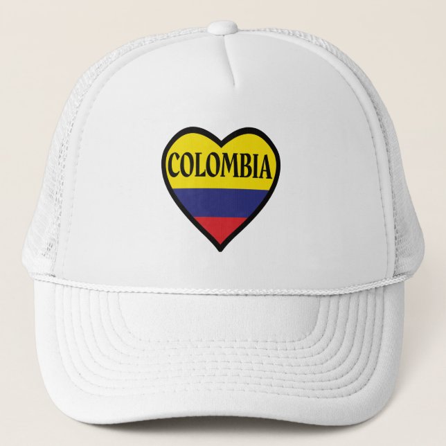 Casquette Colombie Drapeau chapeau de camion cardiaque (Devant)