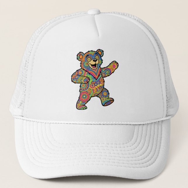 Casquette Colorful Psychedelic Teddy Bear Art (Devant)