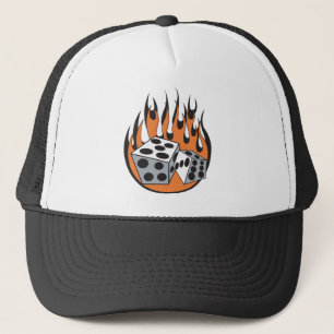 Casquette conception de dés enflammés rétro