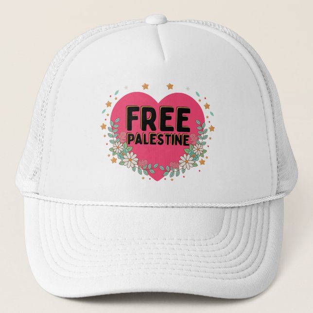 Casquette conception graphique du coeur rose de la Palestine (Devant)