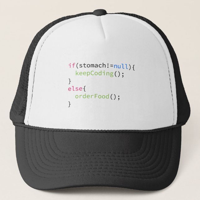 Casquette Continuez à coder ou commandez la nourriture (Devant)