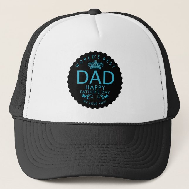 Casquette Cool Blue & Black World's Best Papa Fête des pères (Devant)