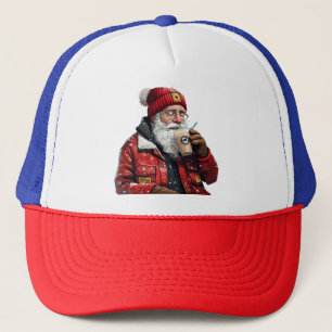 Casquette Cool Père Noël Boire du café glacé Art de Noël