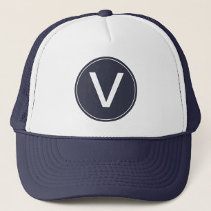 Casquette cool, white and navy blue monogram initial hat.