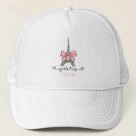 Casquette Coquette Voyage de fille Tour Eiffel & Bow rose Pe